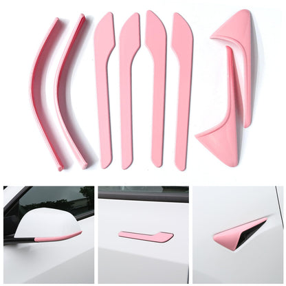Tesheer 8-piece pink accessories kit for Tesla Model Y including door handle covers camera covers and mirror trim
