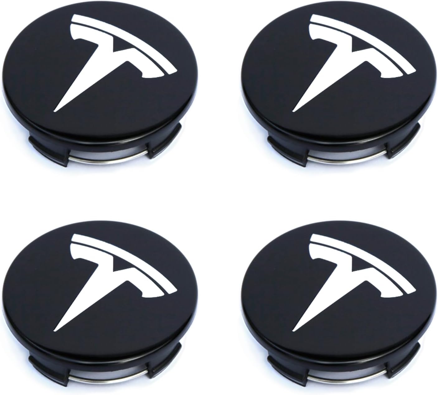 White Tesla Wheel Center Hub Cap Kit – Fits Model 3 (18") & Model Y (19")