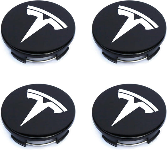 White Tesla Wheel Center Hub Cap Kit – Fits Model 3 (18") & Model Y (19")