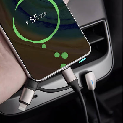 Tesheer 2-in-1 Right-Angle Charging Cable for Tesla – USB-C & Lightning, 4 ft, Up to 60W Tesheer