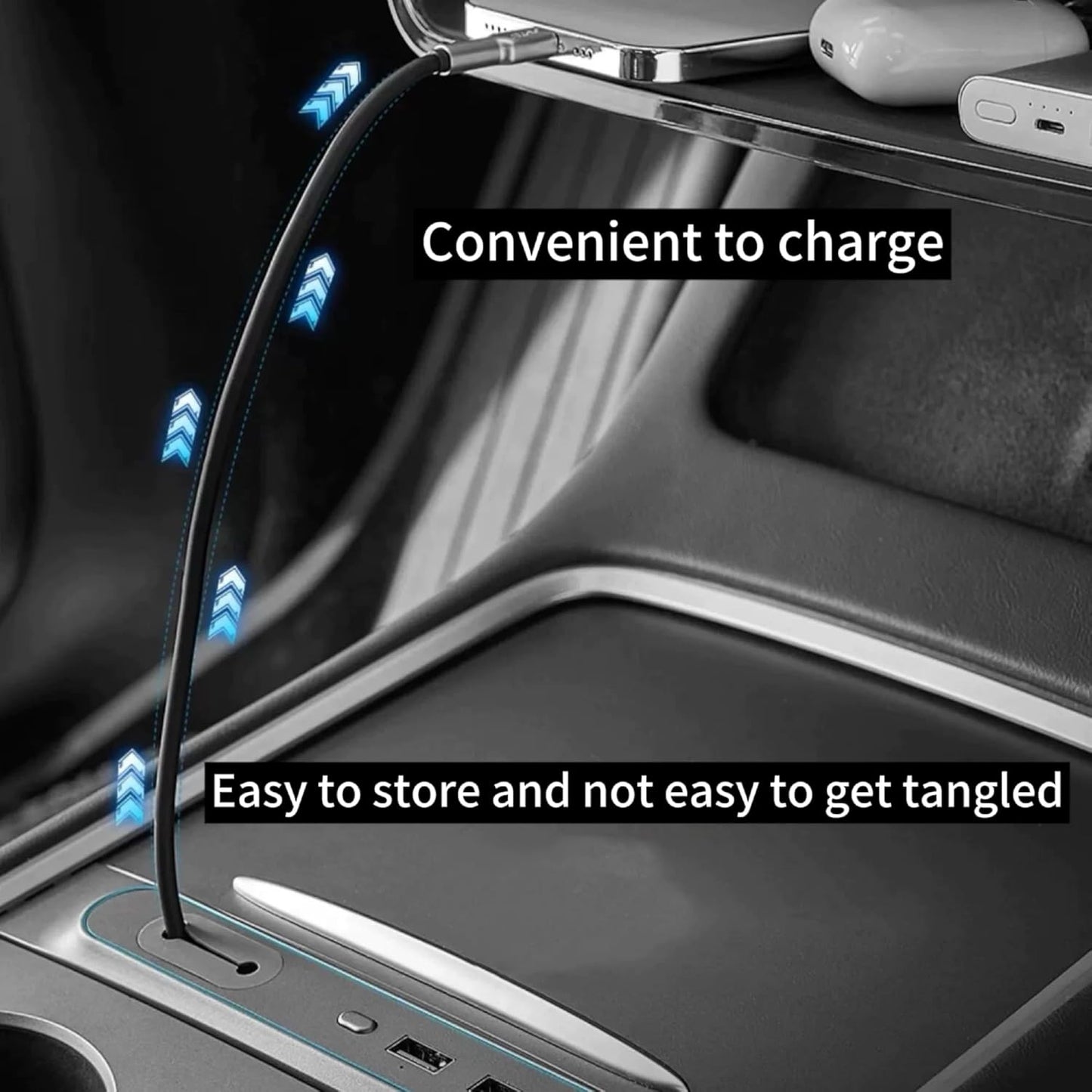 Tesheer 4 ft USB-C to USB-C Car Mount Cable for Tesla Model 3/Y - iPhone 15/Pro/Max & Android