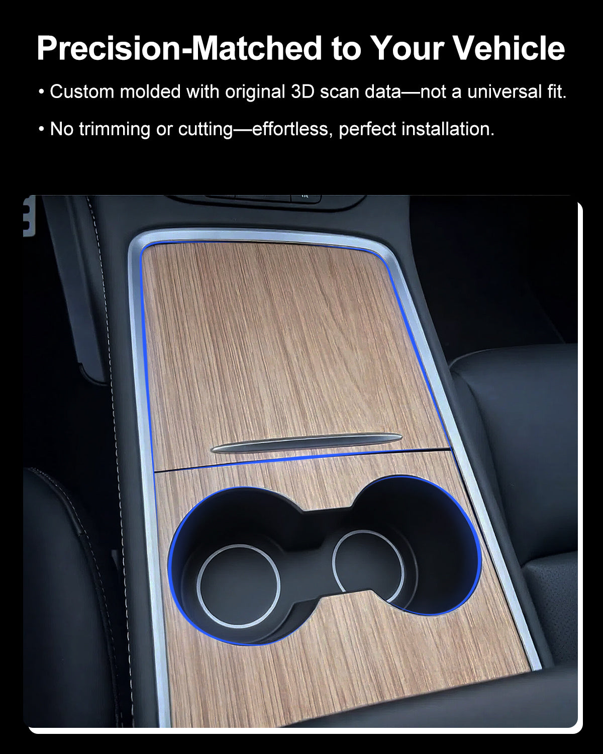 Tesheer Signature Wood-Grain Center Console Wrap Kit for Tesla Model 3